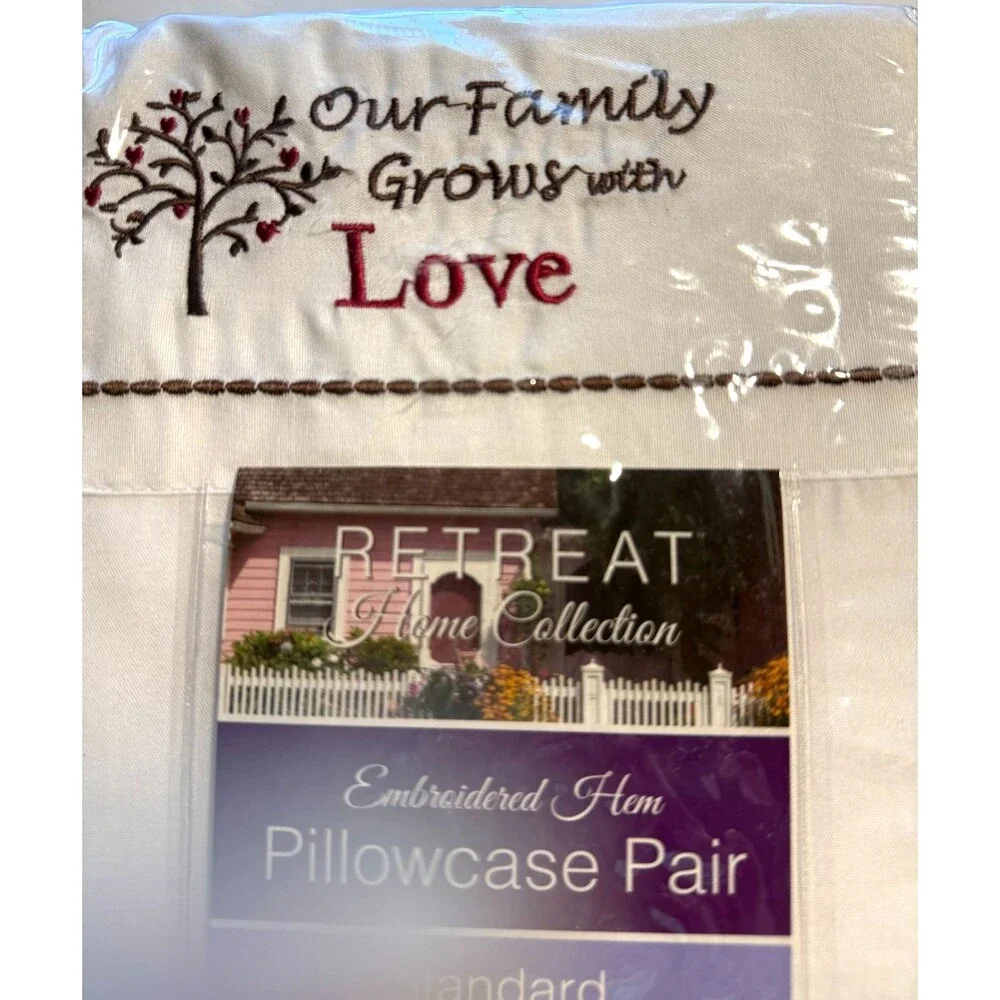 Retreat Home Embroidered Standard Pillowcases Our Family Grows with Love 2 Pack